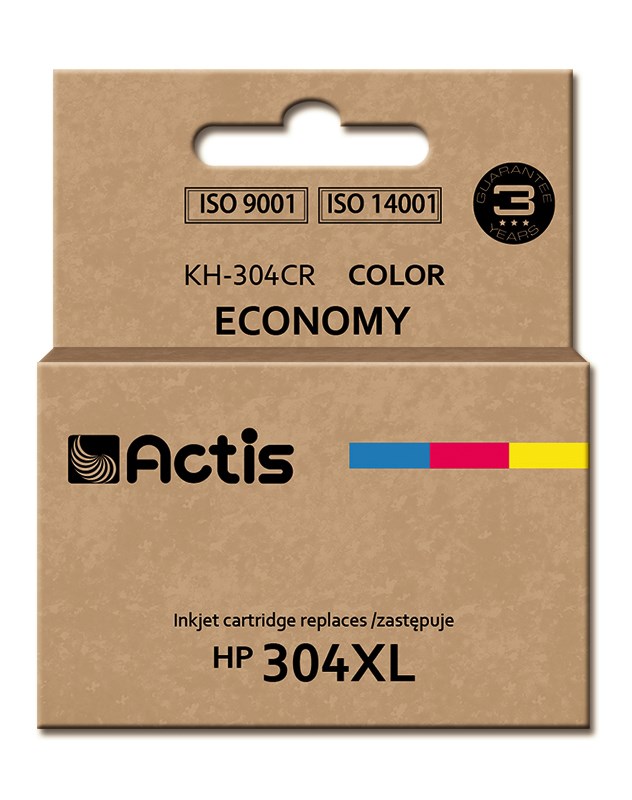 Ngjyrë për printer Actis KH-304CR (zëvendësim për HP 304XL N9K07AE), 18 ml, e kaltër / vjollcë /  e verdhë