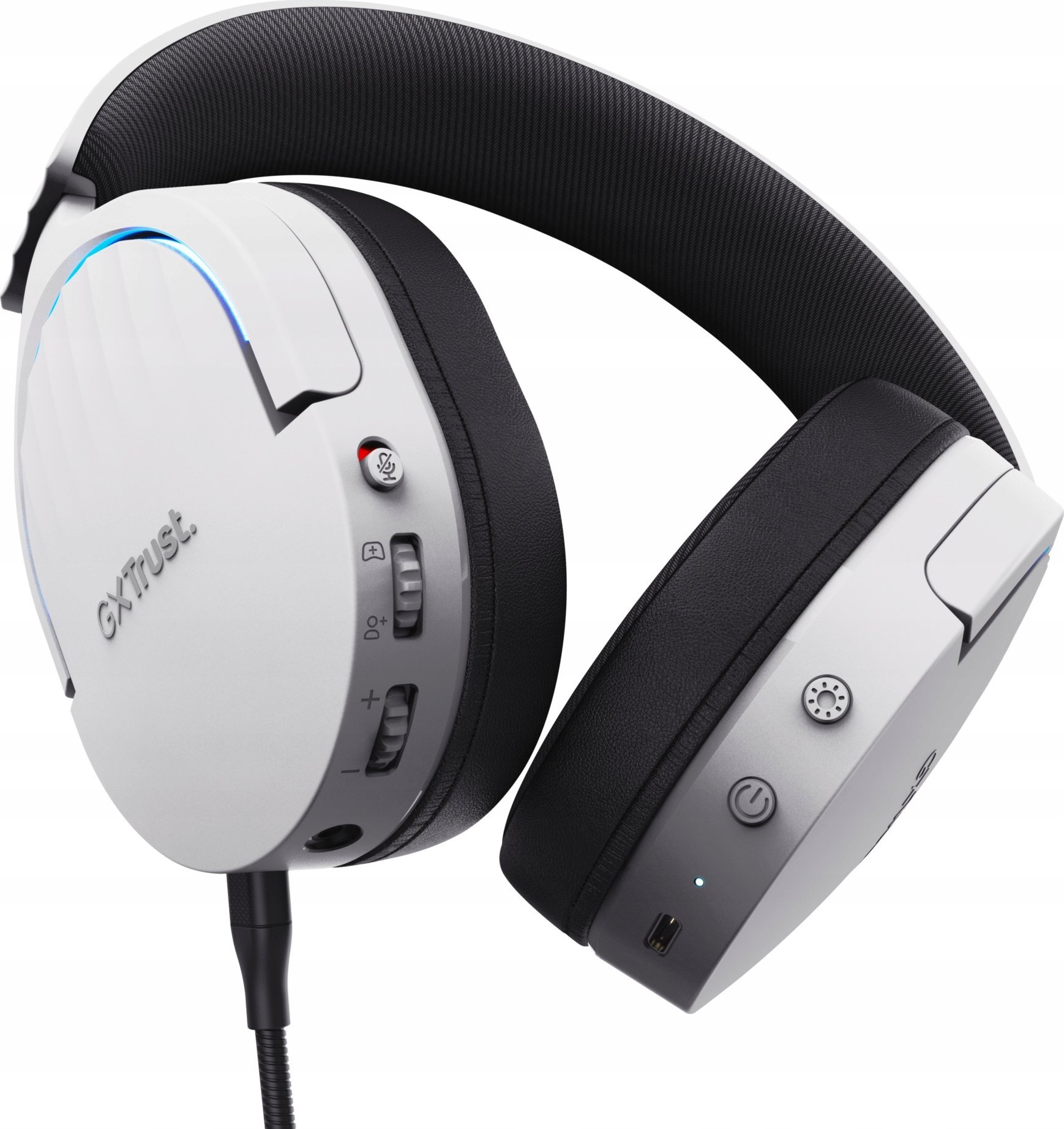 Kufje gaming Trust GXT 491W Fayzo, me kabllo dhe pa kabllo, USB C dhe Bluetooth, të bardha dhe të zeza