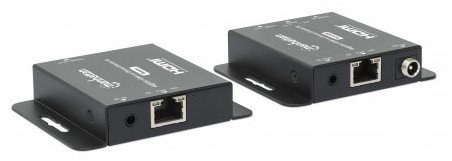 Ekstender HDMI mbi Ethernet Manhattan 4K, komplet me IR, PoC, metalik