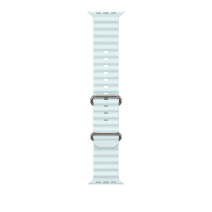 Apple Watch 49mm Band, Ice Blue Ocean Band, Natural Titanium Finish