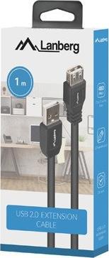 Kabllo USB Lanberg USB A në USB A, 1 m, USB 2.0, e zezë
