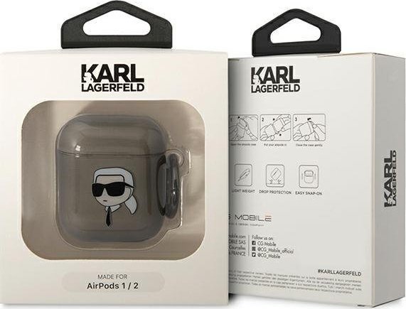 Mbulesë për AirPods Karl Lagerfeld KLA2HNIKTCK, për AirPods 1/2, TPU PC, e zezë