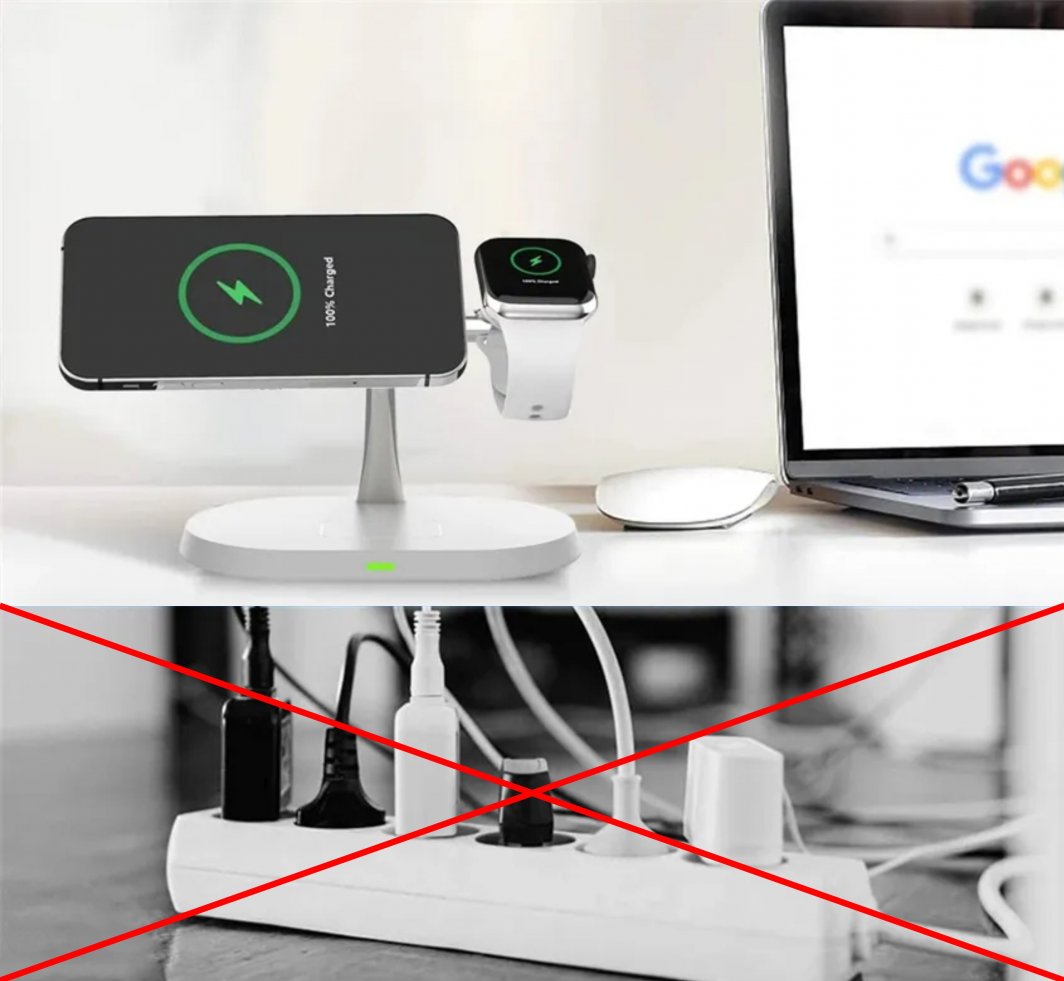 Karikues wireless Blow WCH-08, 15W, 3 në 1, i bardhë