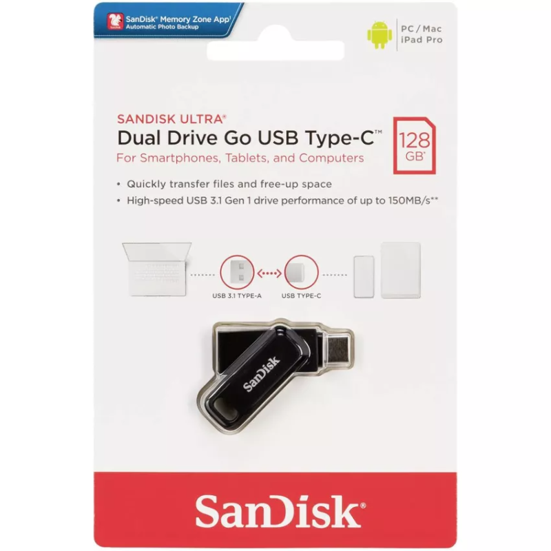 SanDisk Ultra USB Dual Drive Go 128GB 150MB/s Type-C