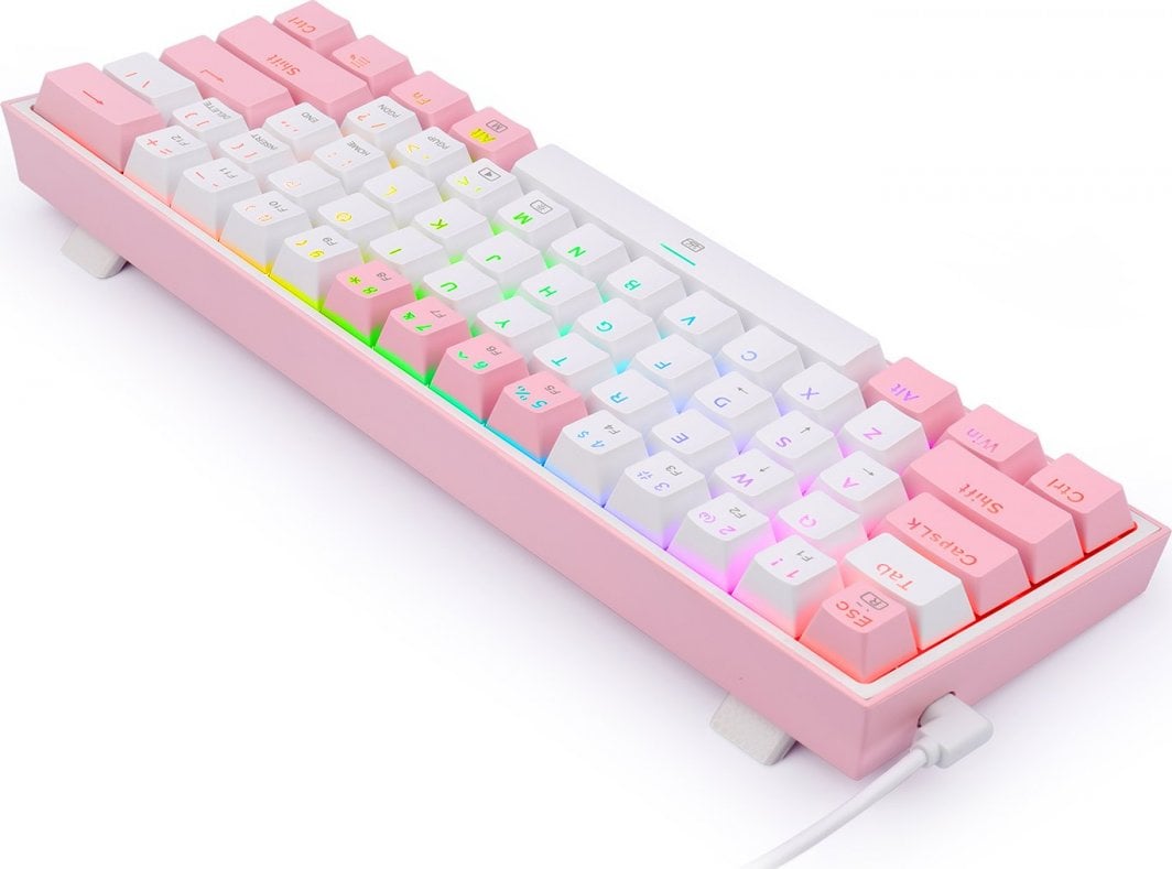 Tastierë mekanike Redragon K617 Fizz, 61 taste, RGB, rozë