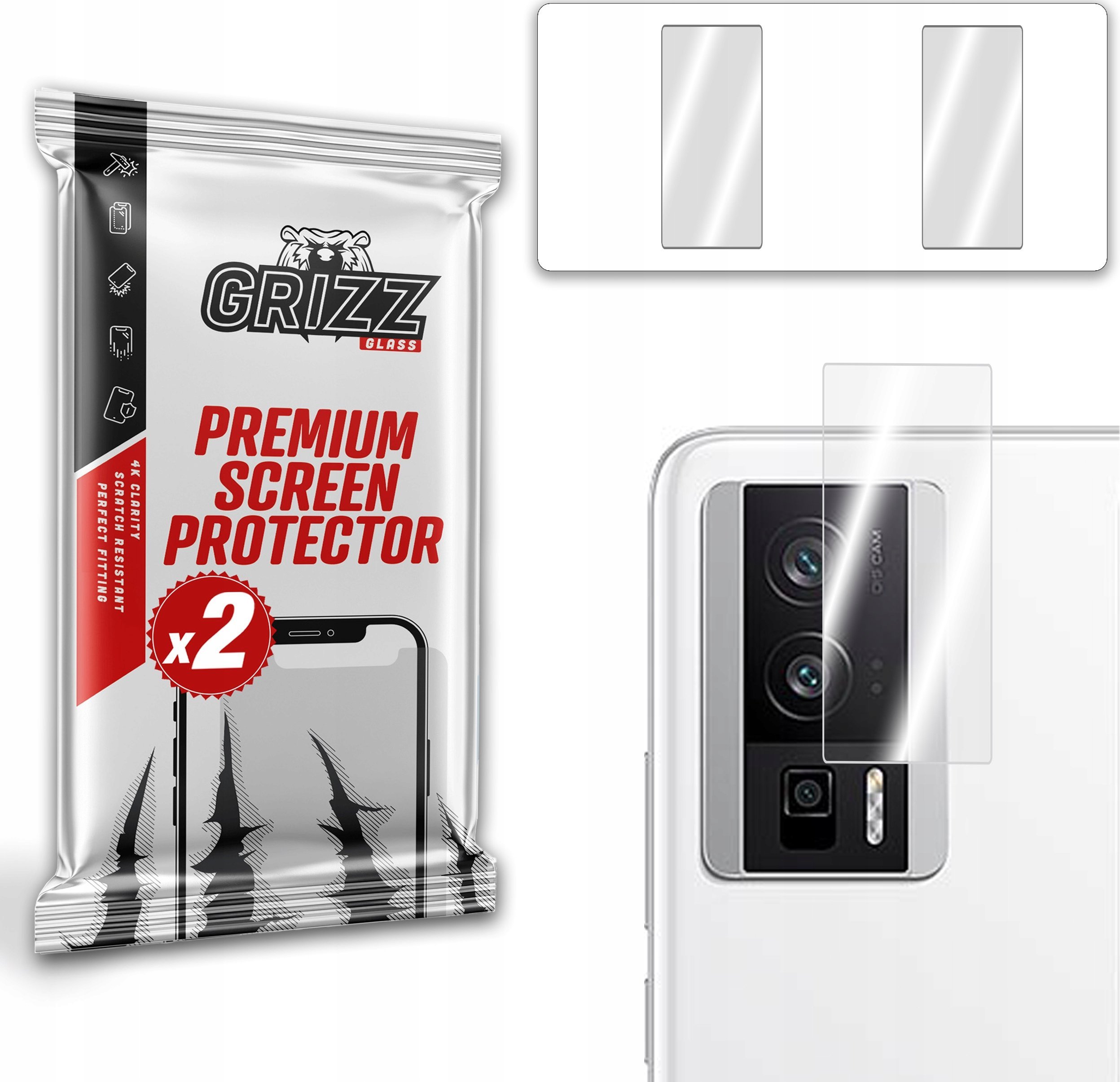 Xham hibrid për kamerë GrizzGlass Xiaomi Redmi K60 Pro, set 2 copë, transparent
