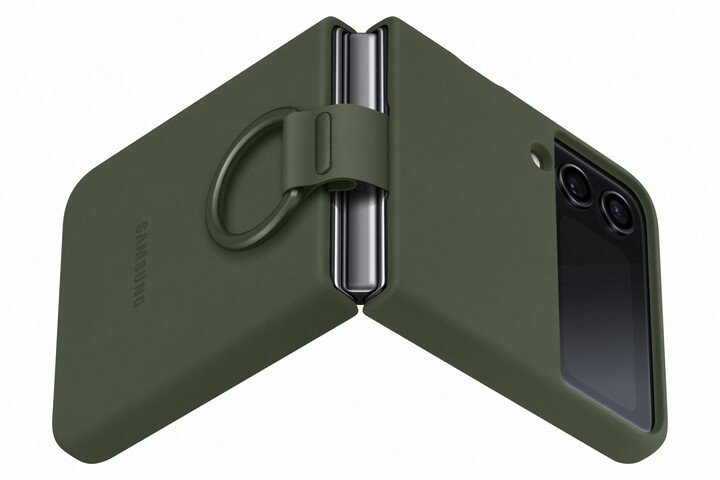 Mbrojtëse silikoni me mbajtës Samsung për Galaxy Z Flip 4, khaki