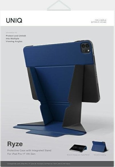 Mbulesë tablet Uniq Ryze për iPad Pro 11" 2021 2022 dhe iPad Air 10.9" 2020 2022, me mbështetëse, blu navy