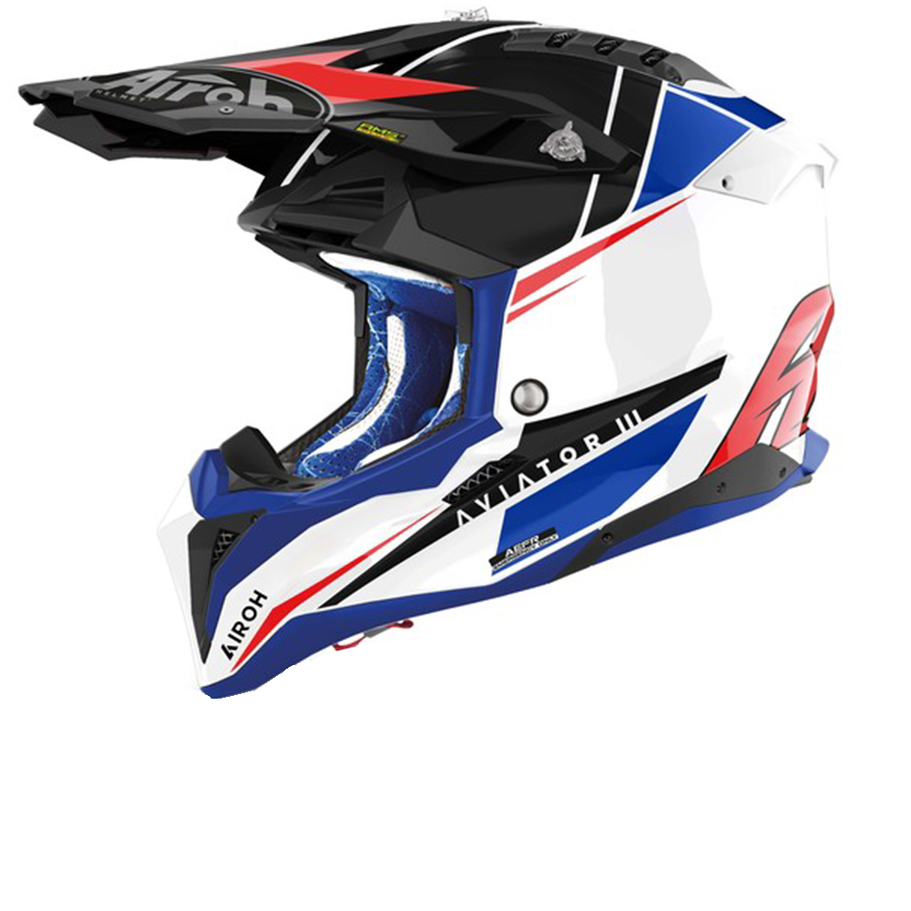 Helmetë motocross Airoh Aviator 3 Push, madhësia S, kuqe blu