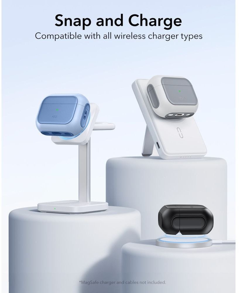 Kuti mbrojtëse ESR Orbit Hybrid HaloLock për Apple AirPods Pro 3, mbështjellëse MagSafe, Powder Blue
