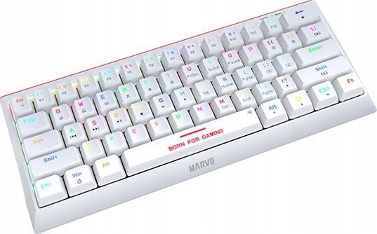 Tastierë gaming Marvo KG962G WH EN R, mekanike, 60%, RGB, e bardhë