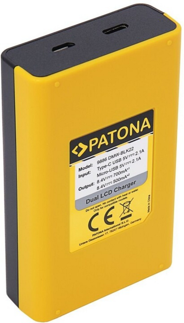 [OUTLET] Karikues PATONA Quick Dual për Panasonic DMW-BLK22, USB, i zi