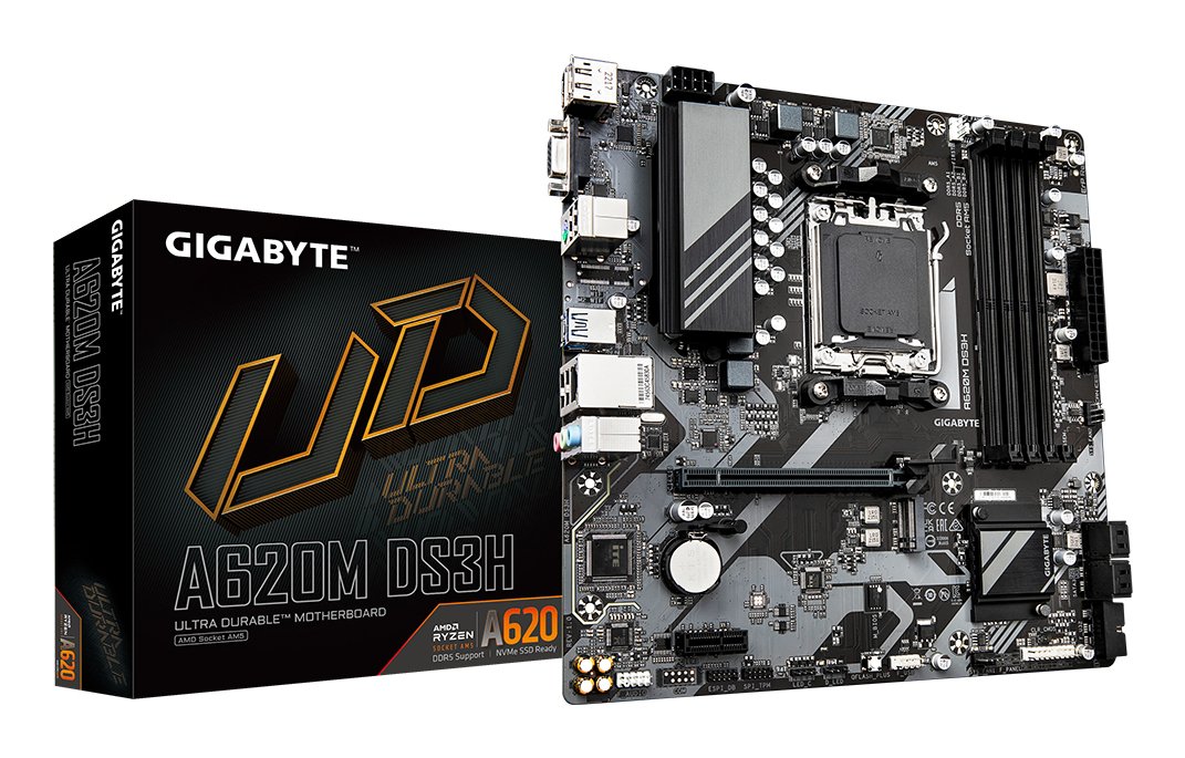 Pllakë Amë Gigabyte A620M DS3H – AM5, DDR5, M.2 PCIe 4.0, VRM 5+2+2, Micro-ATX