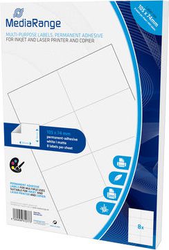 Etiketa vetëngjitëse MediaRange MRINK145, ngjitje permanente, 400 copë, të bardha