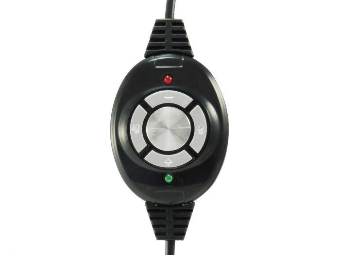 Kufje USB me mikrofon E-Quip 245301, stereo, kabllo 2m, të zeza