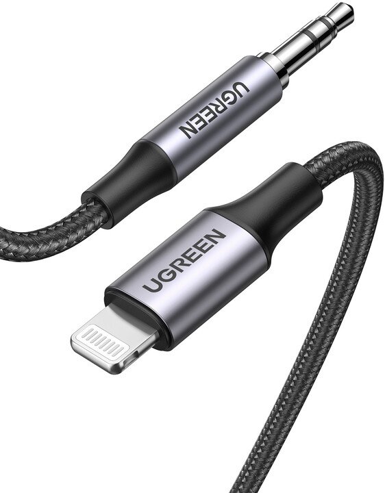 Kabllo UGREEN Lightning në 3.5mm Aux, e zezë