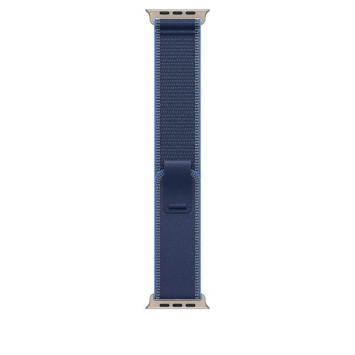 Apple Watch 49mm Loop, Blue/Bright Blue Trail Loop, M/L, Natural Titanium Finish