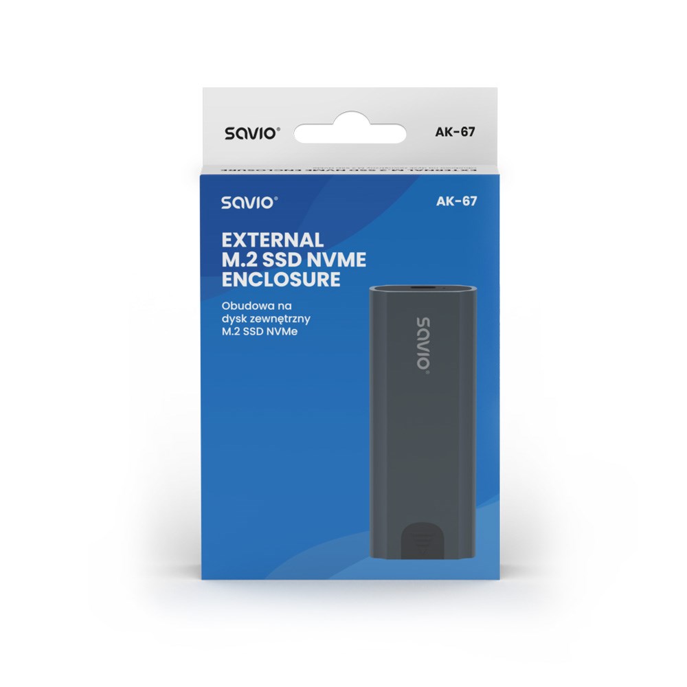 Kuti e jashtme për SSD M.2 NVMe Savio AK-67, USB-C 3.1, gri