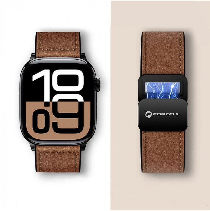 Rrip ore Forcell F-Design FA21 për Apple Watch, 42 44 45 49 mm, magnetik, kafe
