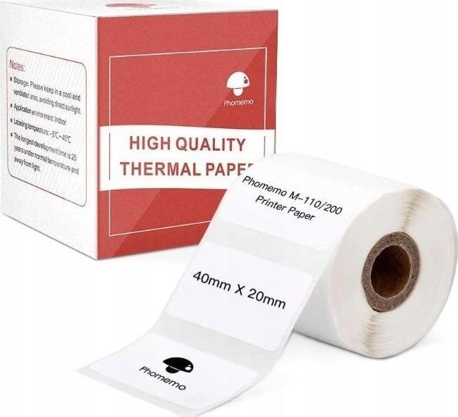 Letër ngjitëse termike Phomemo XP4020-320, 320 etiketa 40x20mm, e bardhë