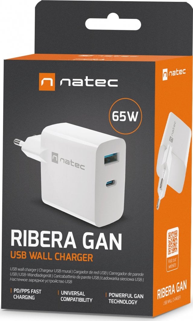Karikues Natec Ribera 1x USB-A 1x USB-C 3.25 A (NUC-2144)