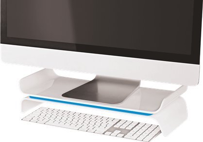 Stendë monitori Leitz WOW, deri 27", blu e bardhë