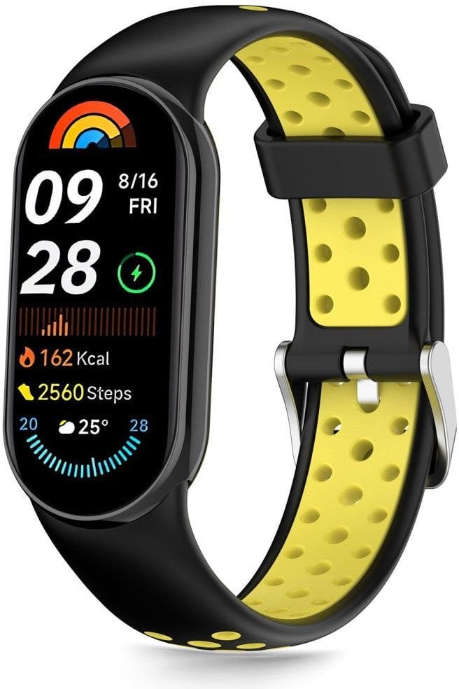 Rrip dore Tech-Protect Iconband Air për Xiaomi Smart Band 8 9 10 NFC, silikon, i zi e verdhë