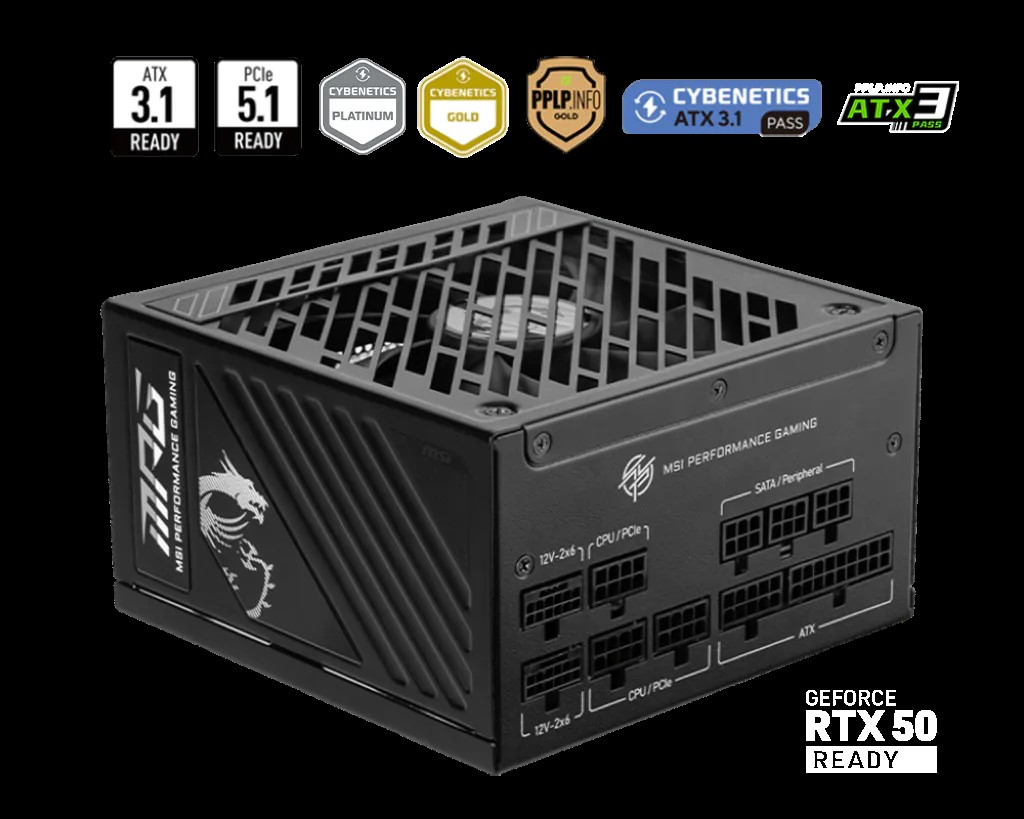 Burim energjie MSI MPG A1250GS PCIE5, 1250W, ATX 3.1, i zi