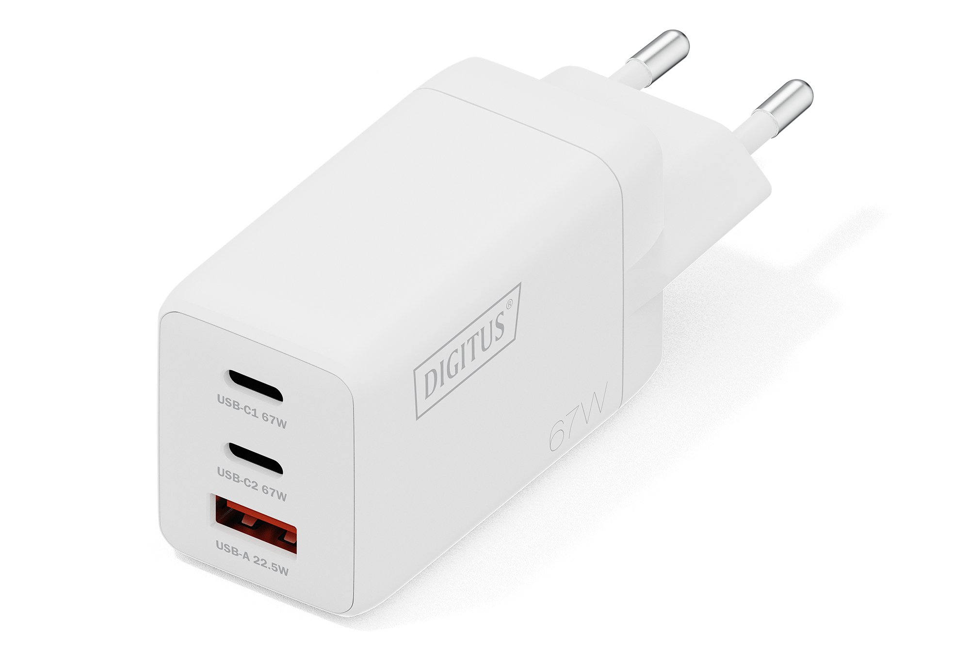 Karikues rrjeti Digitus GaN 67W, 2x USB C, 1x USB A, i bardhë