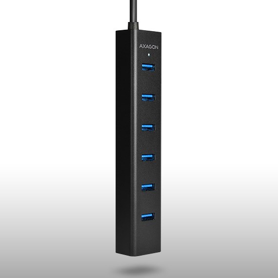 Qendër USB Axagon HUE-SA7BP, 7x USB-A 3.0, 2A, e hirtë