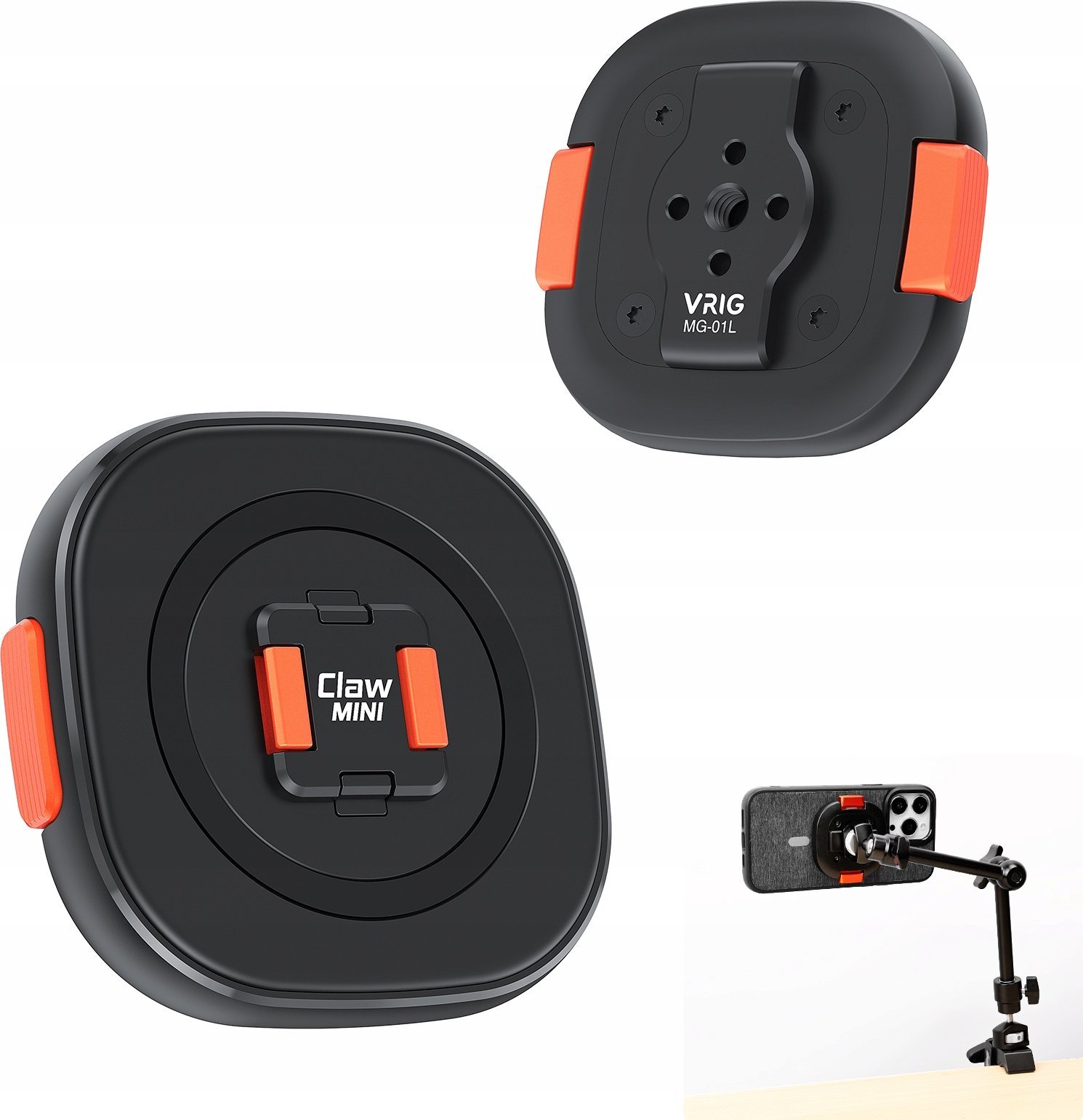Mbajtëse telefoni VRIG MG-01L Claw Mini System, fije 1/4", e zezë