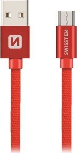 Kabllo USB Swissten Textile, Micro USB, 3m, 3A, e zezë