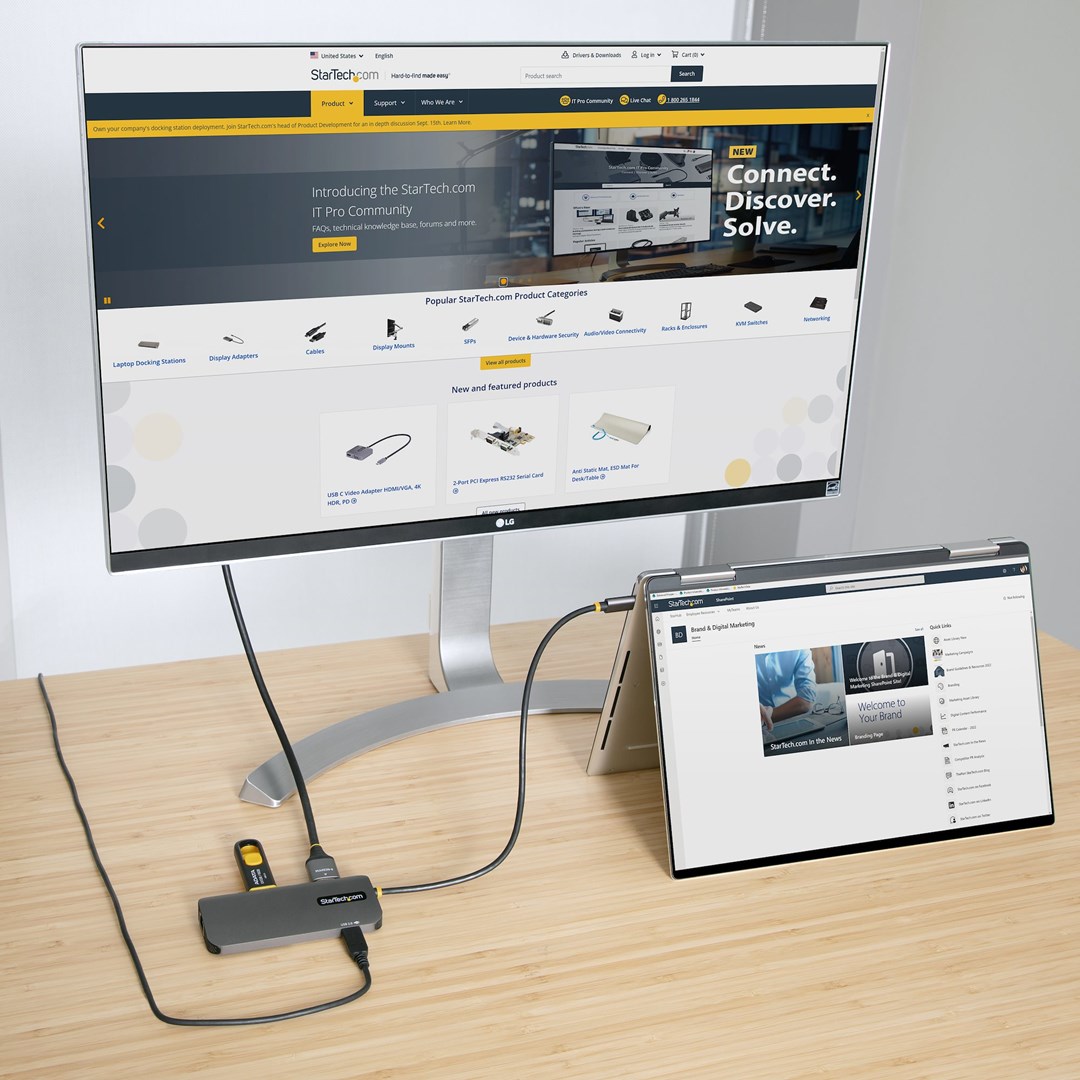 Përshtatës multiport StarTech USB-C, 4K 60Hz, 100W PD, i hirtë