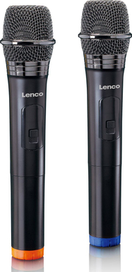 Set mikrofoni pa tela Lenco MCW-020BK, 2 mikrofona, receiver me bateri Li-Ion, i zi