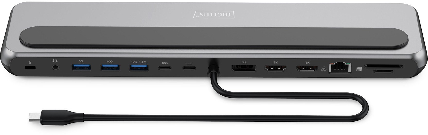 Docking station Digitus USB C 8K, 12 porta, Power Delivery 85W, gri