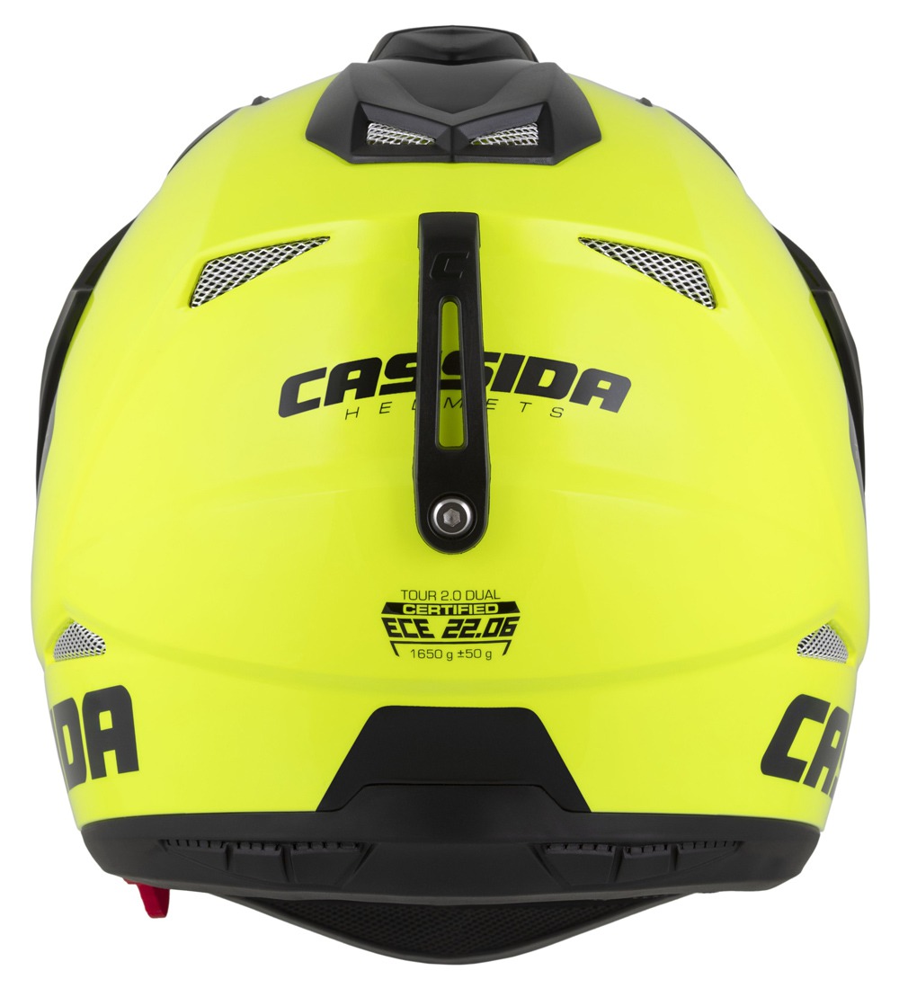 Helmetë moto CASSIDA Tour 2.0 Dual, ECE 22.06, Pinlock ready, e verdhë fluo e zezë mat