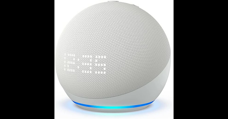 Altoparlant i mençur Amazon Echo Dot 5th Gen with Clock, Alexa, ekran LED, e bardhë Glacier White