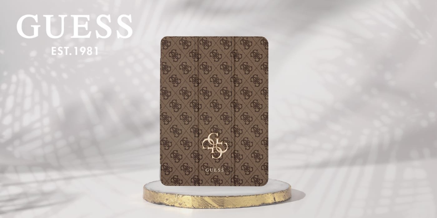 Mbulesë tablet Guess GUFC13RM24PS4SGW për iPad Air 13" 2024, magnetike, me logo të madhe, kafe