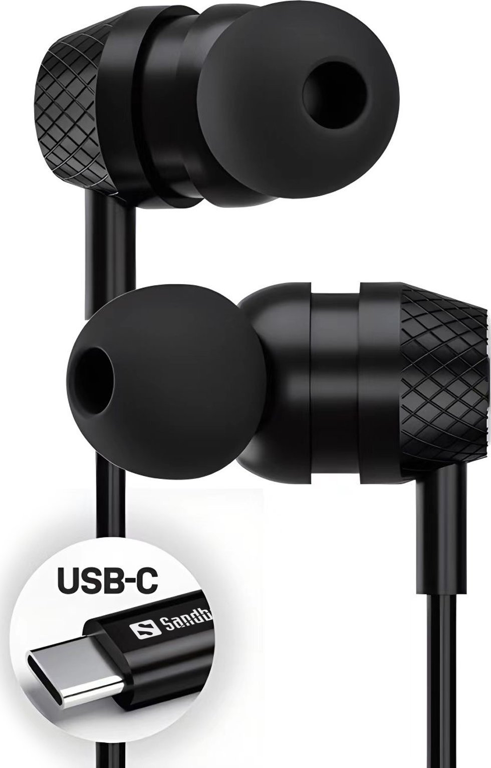 Kufje në vesh Sandberg USB-C A In-Earset, mikrofon në kabllo, të bardha