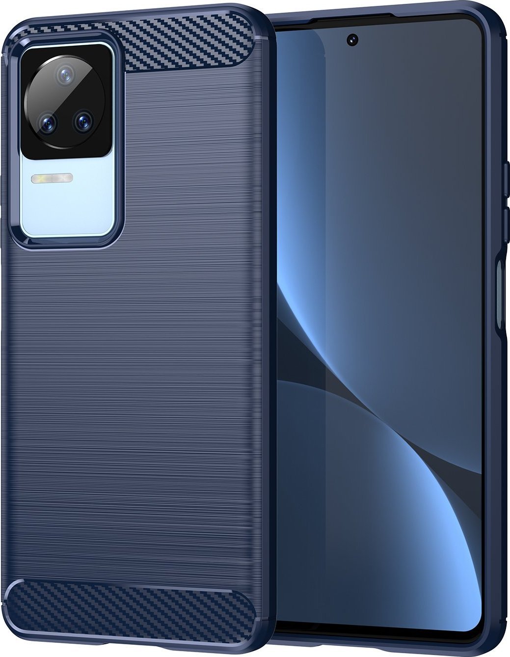 Mbrojtëse telefoni Hurtel Carbon Case për Xiaomi Poco F4 5G, silikon fleksibël, blu