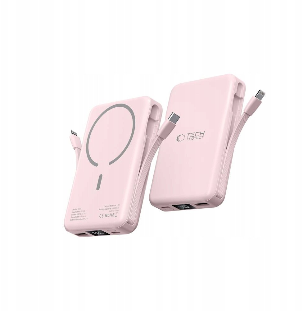 Power bank Tech-Protect PB31 LifeMag, 10000mAh, MagSafe, rozë