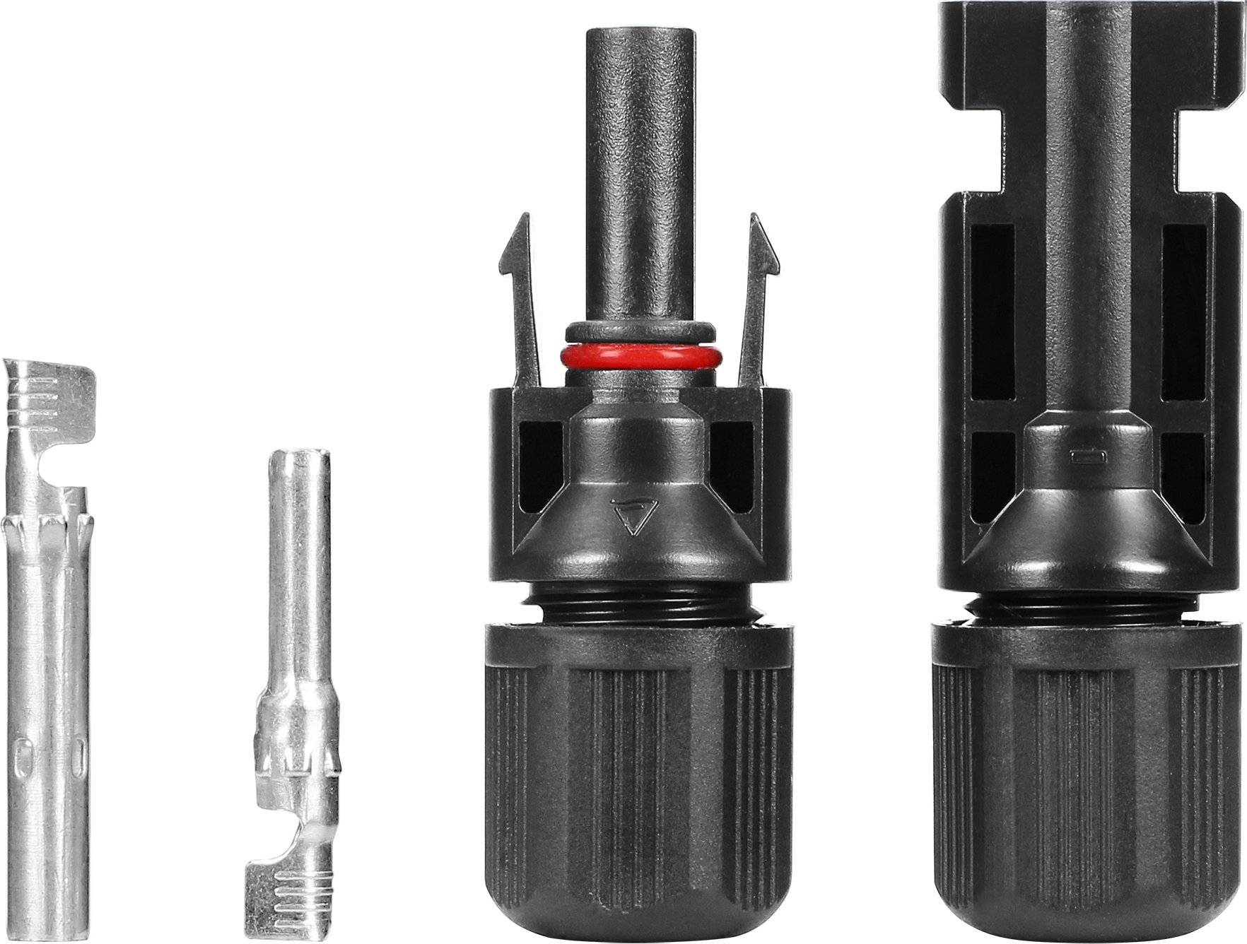 Konektor MC4 për panele fotovoltaike, rezistent ndaj motit, i zi