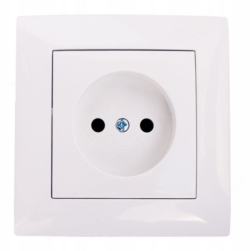 Ѕиден приклучок Wesa Single Socket, без заземјување, бел