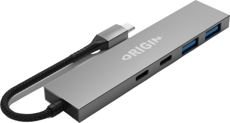 HUB USB Origin Storage OS-HUB-USB3/C, 4 порти, 2x USB 3.2 и 2x Type C, сива