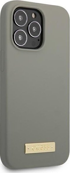 Mbështjellës telefoni Guess GUHMP13XSPLG për iPhone 13 Pro Max, silikon, MagSafe, gri