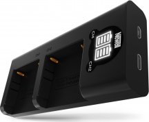 Set karikuesi Newell Xtra Power XL me 2 bateri NP-F570 për Sony, karikues dykanalësh, i zi