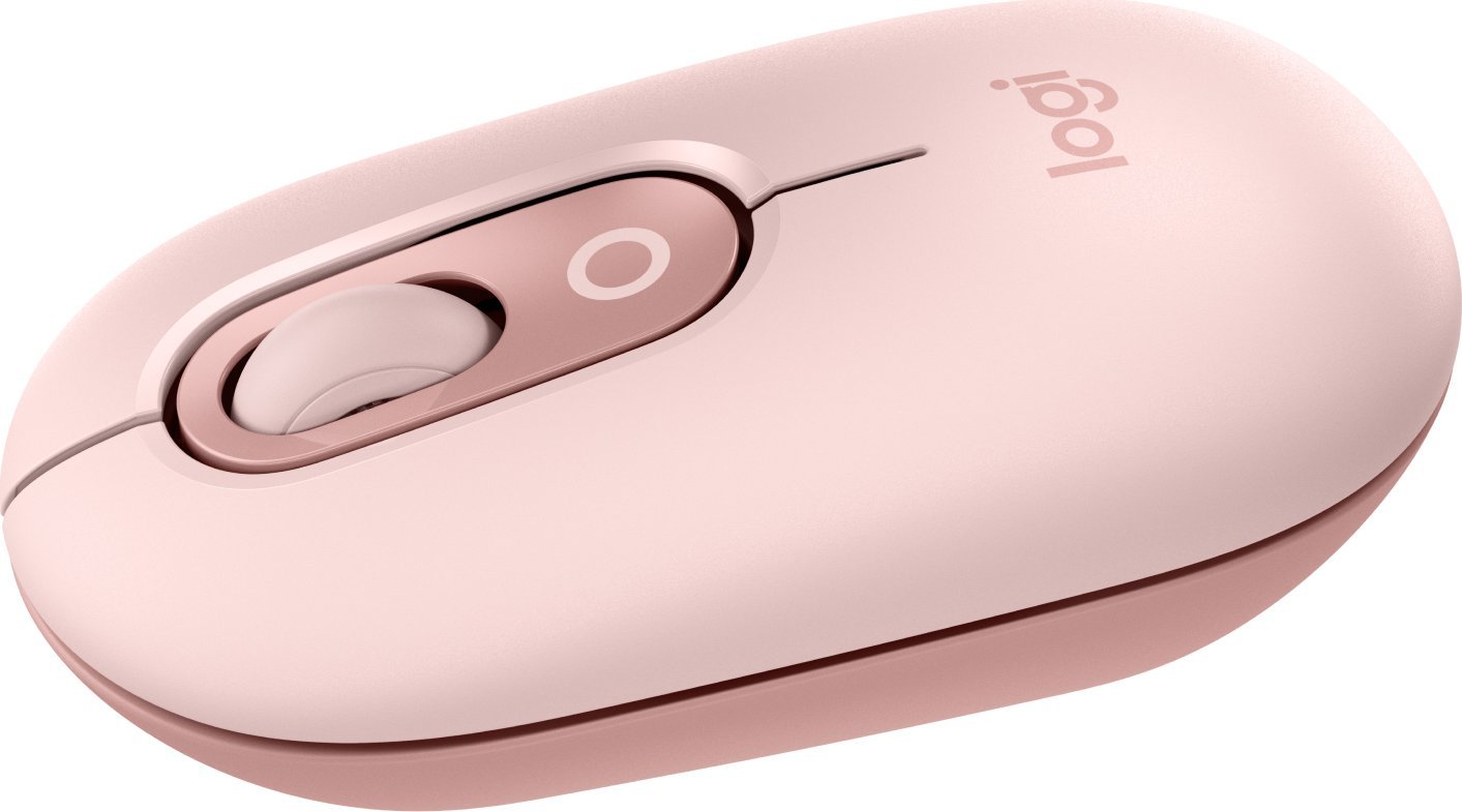 Maus wireless Logitech POP, buton emoji, SilentTouch, rozë