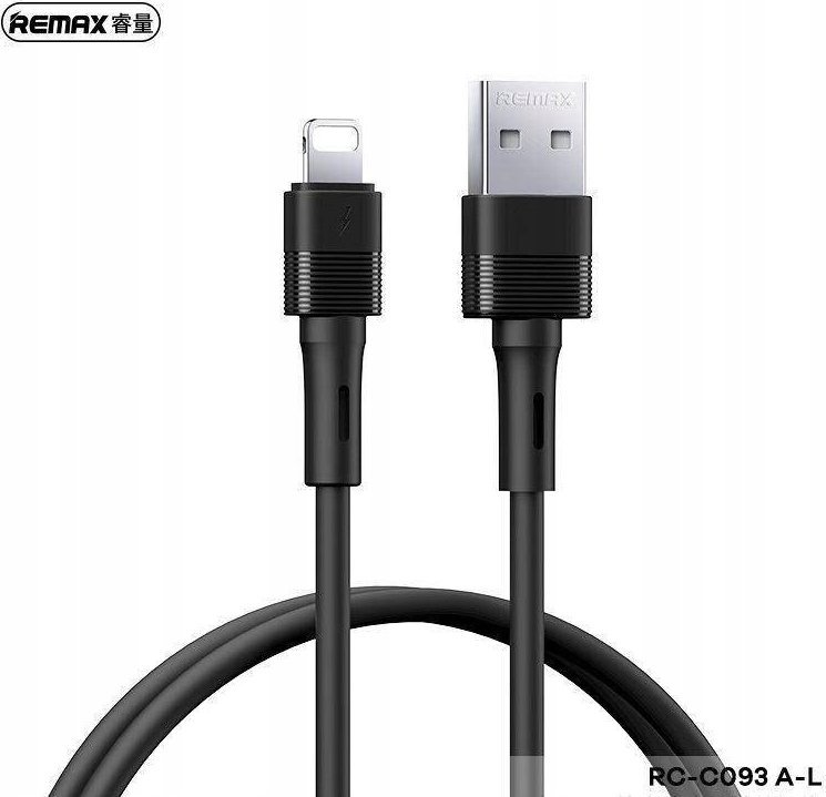 Kabllo USB në Lightning Remax Leya RC-C093, 1m, 2.4A, e zezë