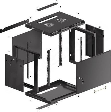 Kabinet rrjeti muror Lanberg WF01-6409-00B, 19", 9U, i zi