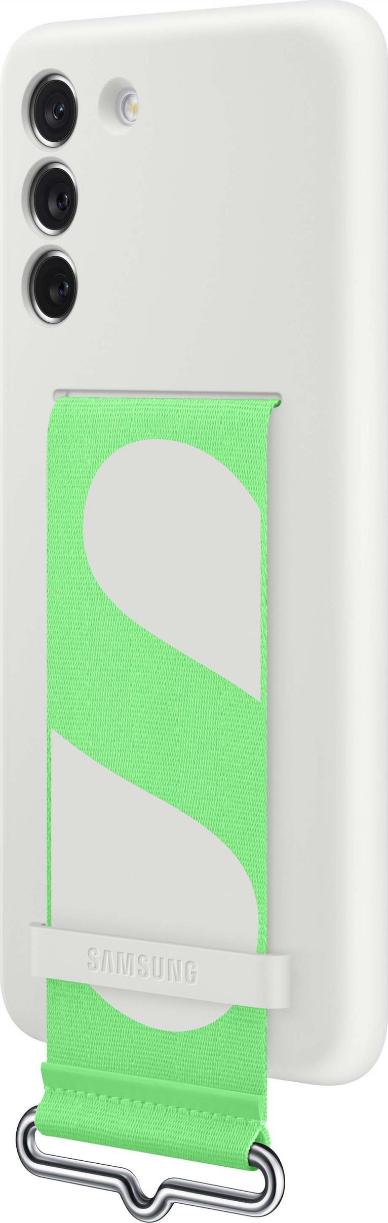 Силиконска маска Samsung за Galaxy S21 FE, со ремен, бела